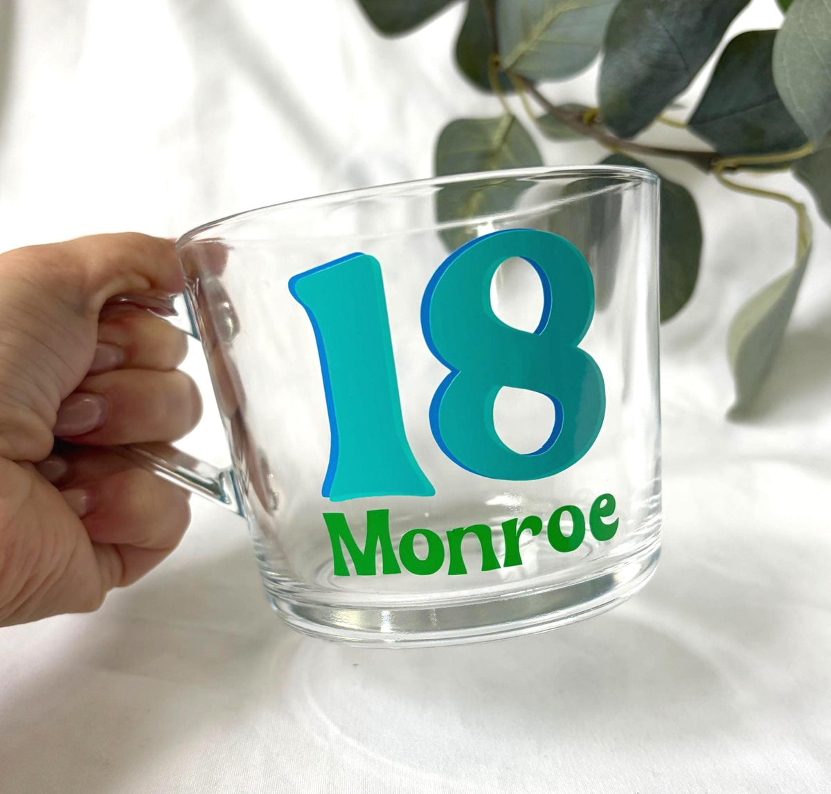Personalised Retro Name & Age Glass Mug