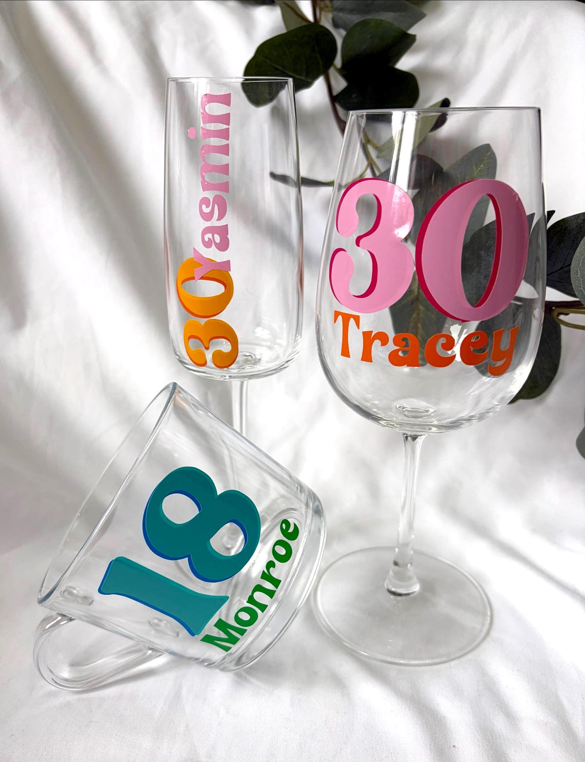 Personalised Retro Name & Age Glass Mug