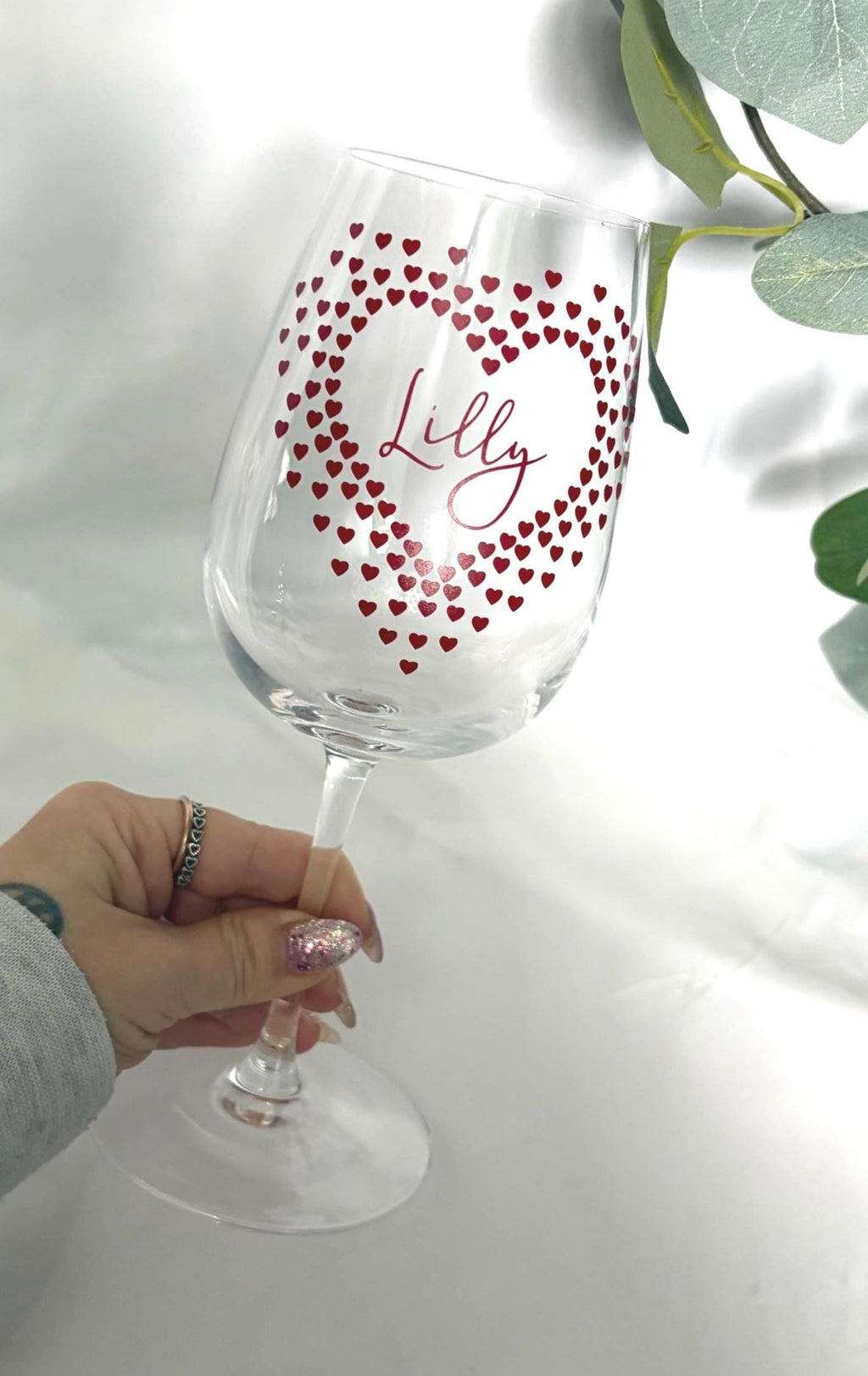 Personalised Heart Wine Glass