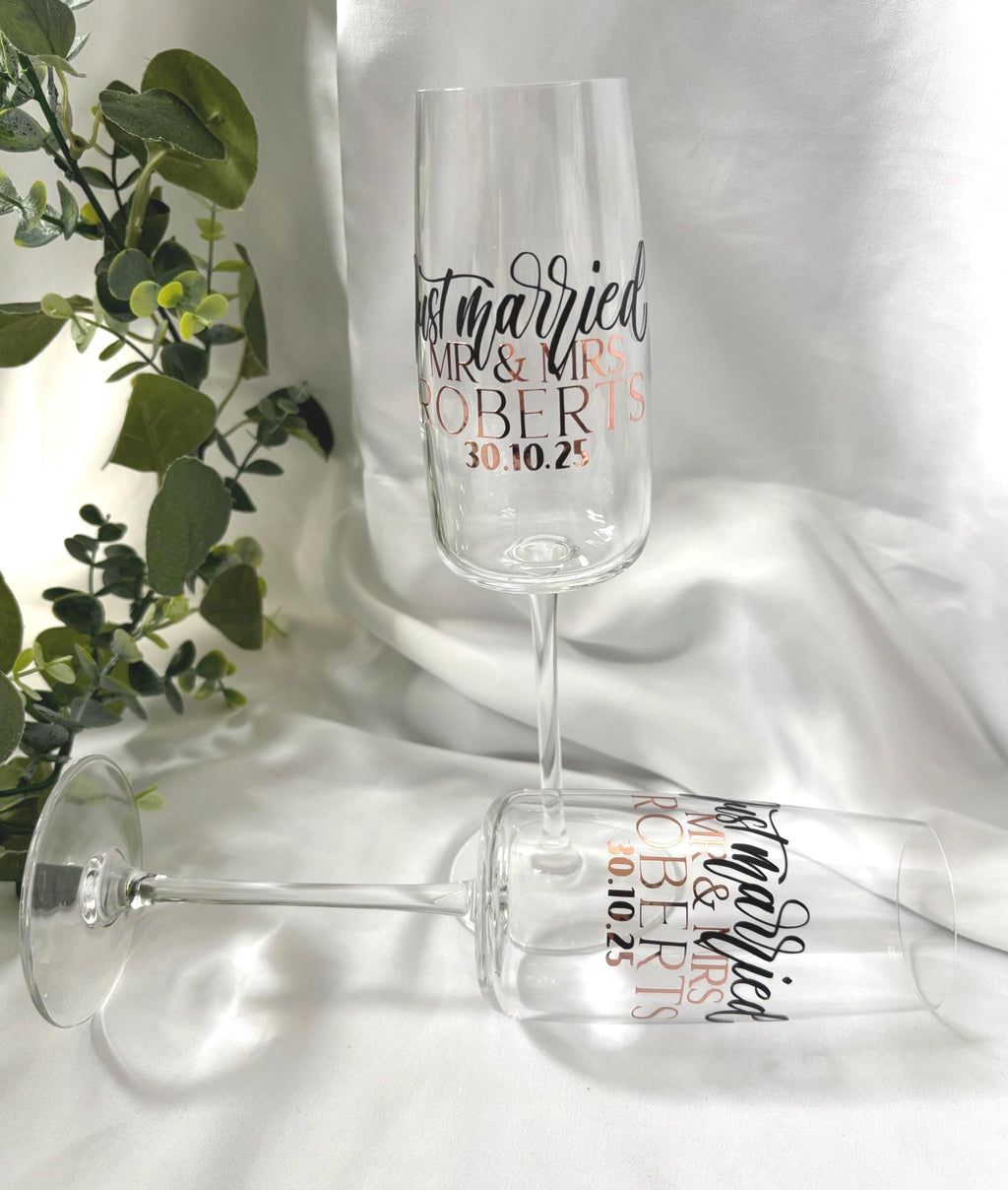 Just Married Champagne Glass Set | Mr & Mrs Gift