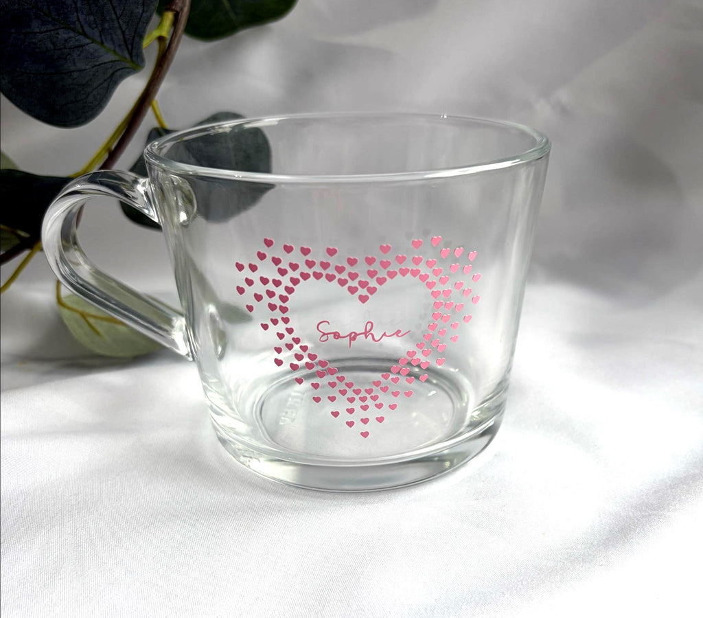 Heart detailed glass mug