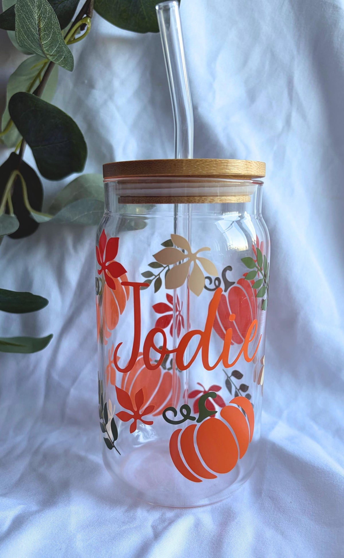 Pumpkin Autumn / Fall Tumbler and Straw