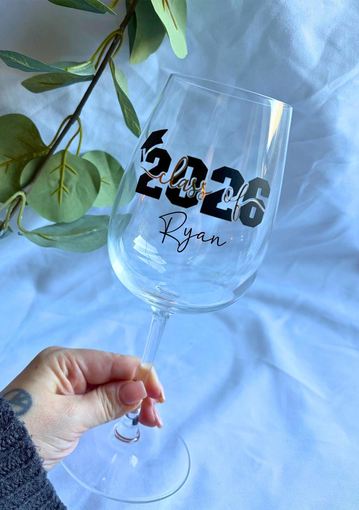 Personalised Graduation Wine glass| Class of 2026