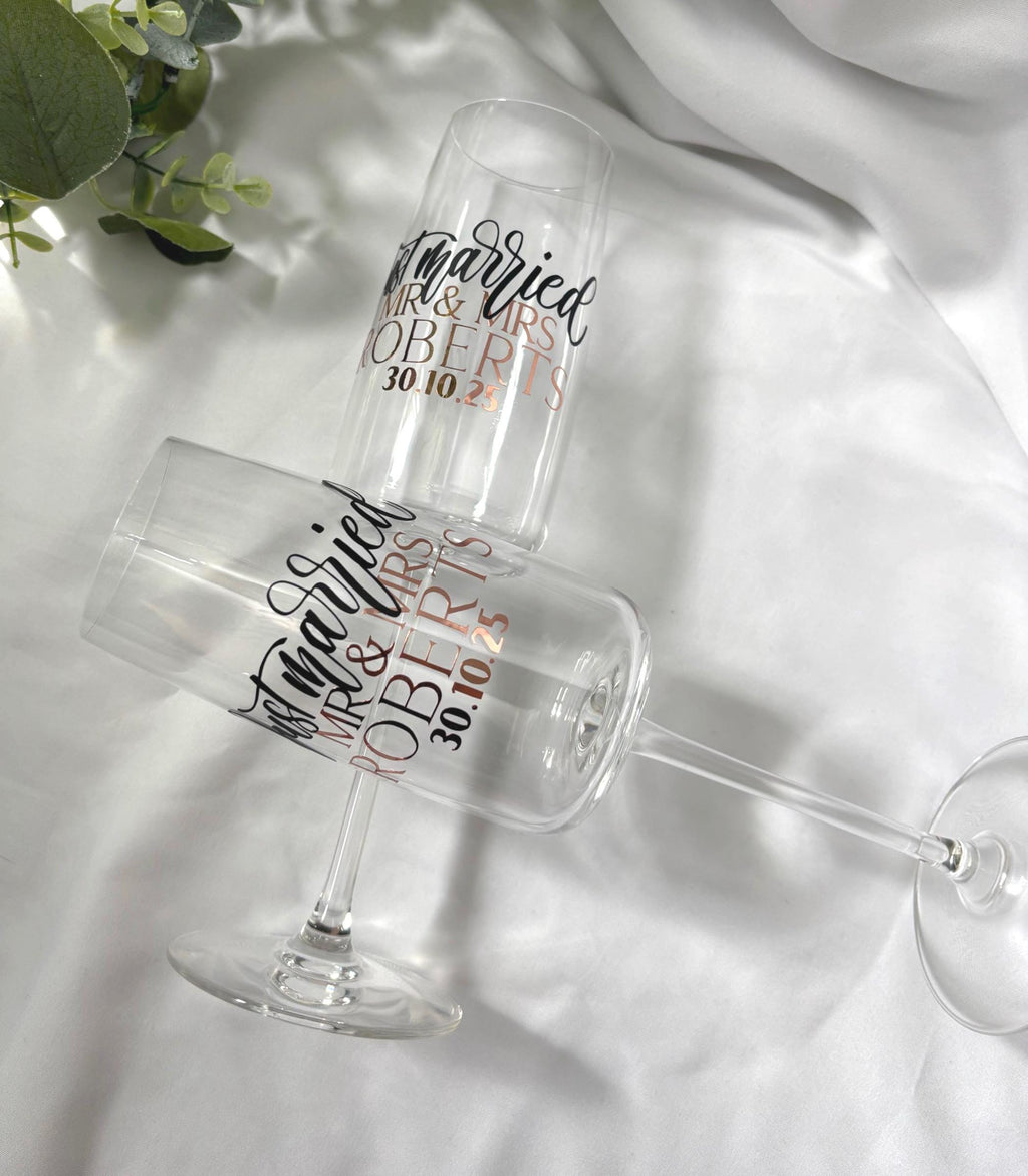 Just Married Champagne Glass Set | Mr & Mrs Gift
