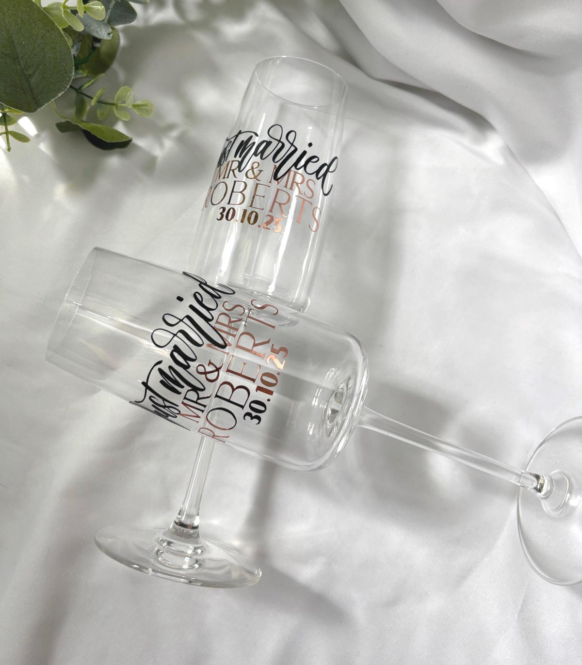 Just Married Champagne Glass Set | Mr & Mrs Gift