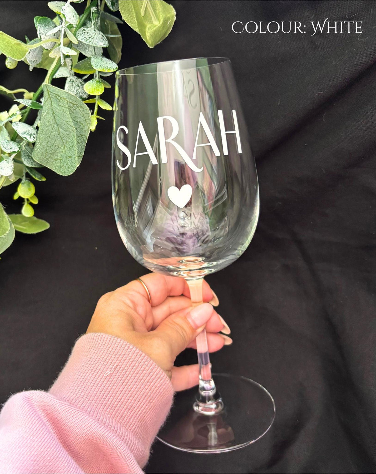 Heart and Name Wine Glass