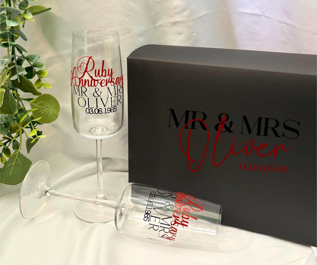 Anniversary Champagne / Prosecco Glass Gift set