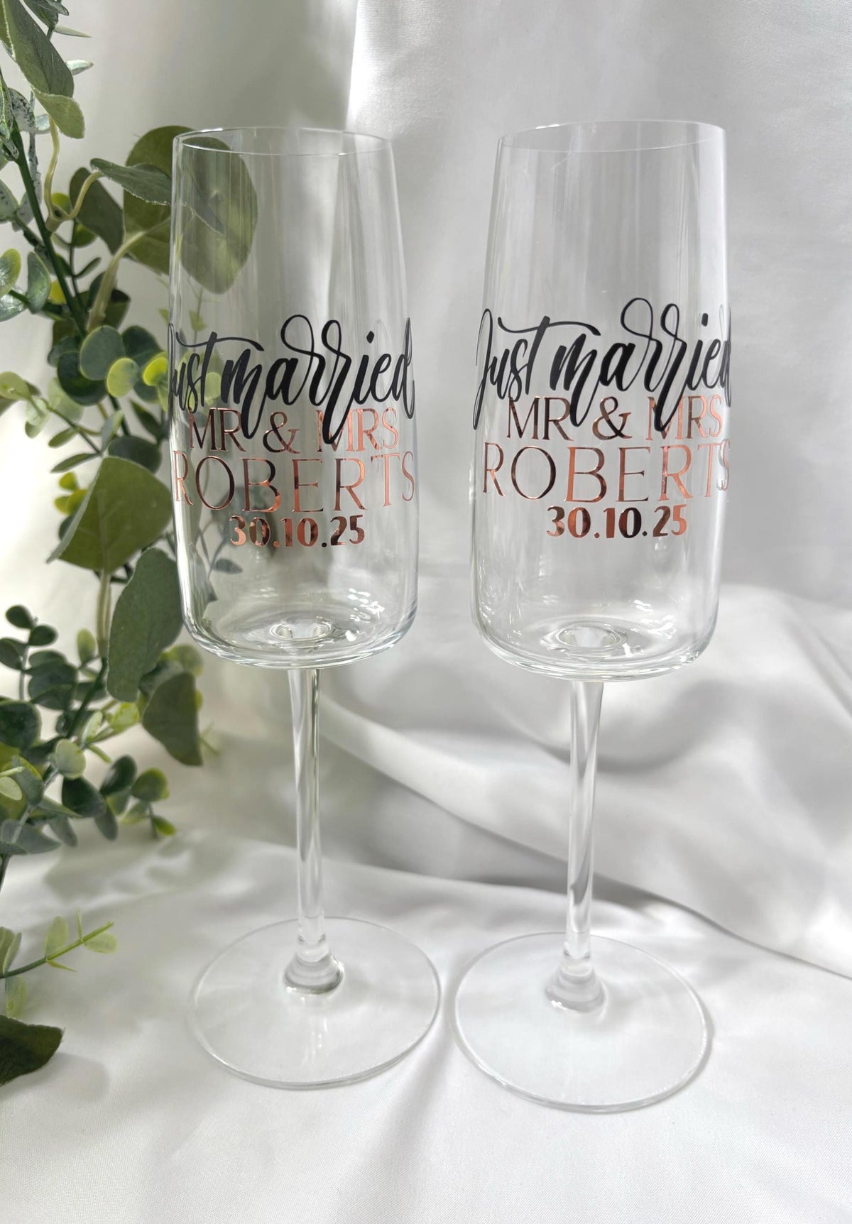 Just Married Champagne Glass Set | Mr & Mrs Gift