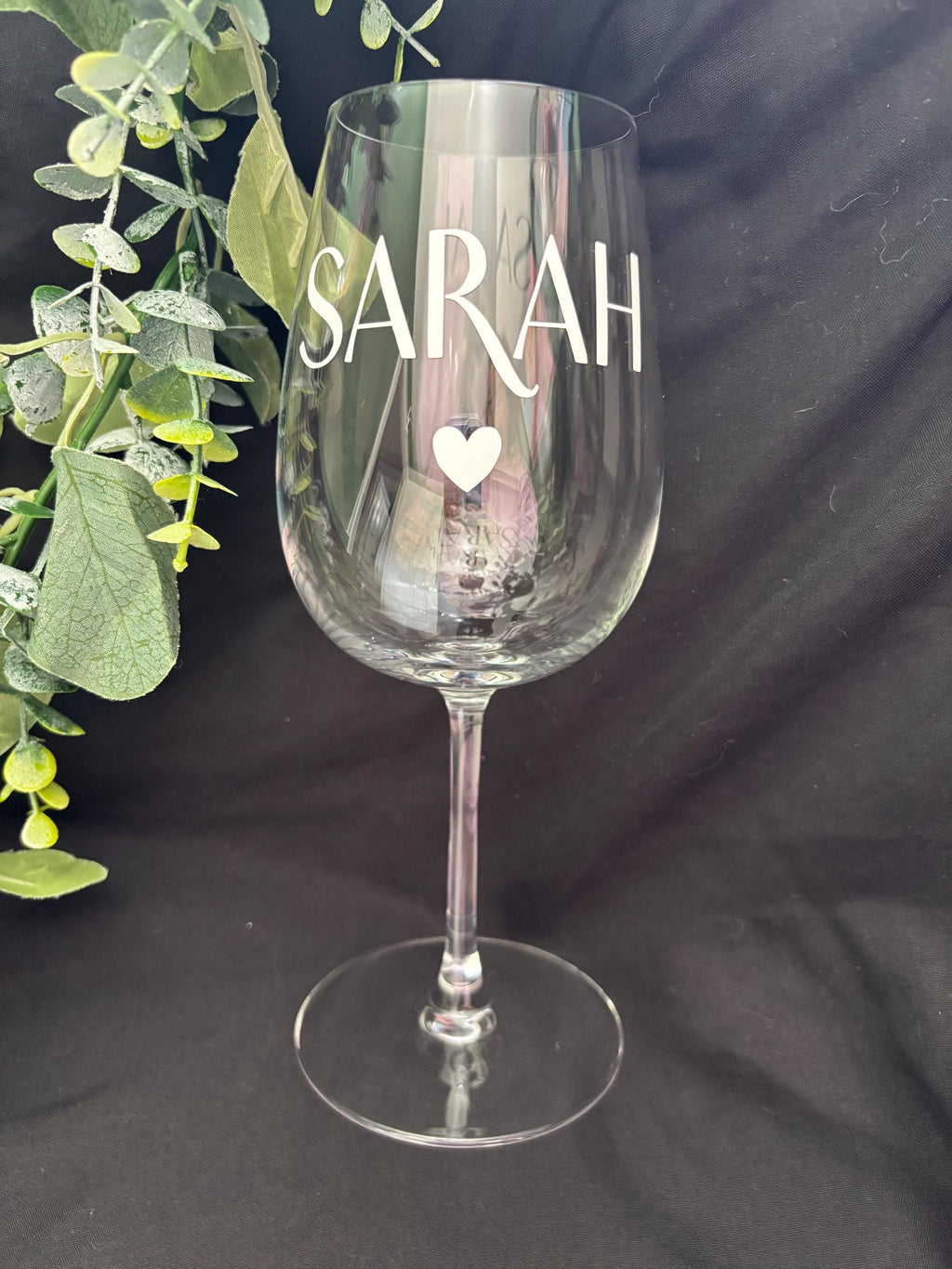 Heart and Name Wine Glass