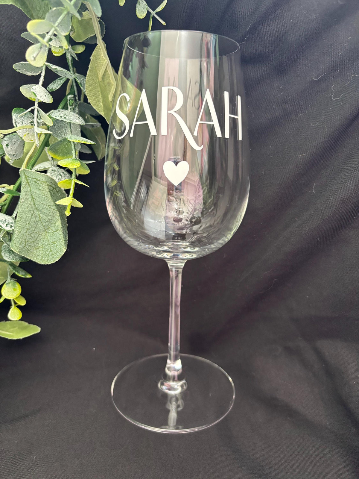 Heart and Name Wine Glass