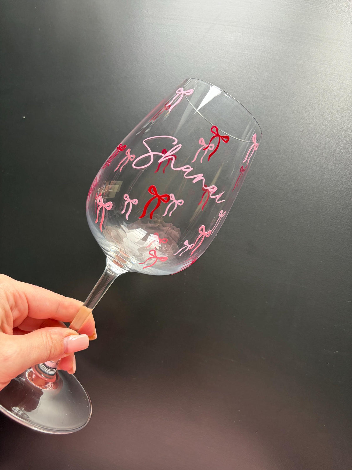 Personalised Bow Wine Glass