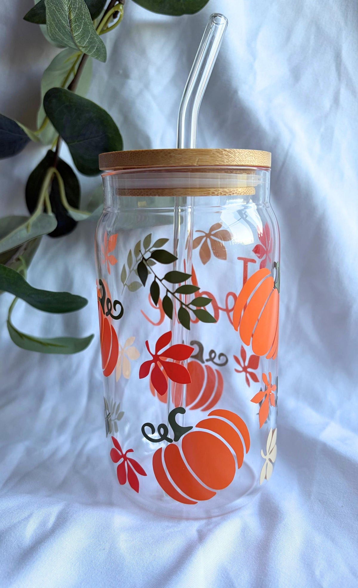 Pumpkin Autumn / Fall Tumbler and Straw