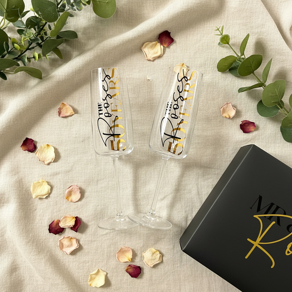 Anniversary Flutes / Milestone anniversary gift set / Wedding anniversary present