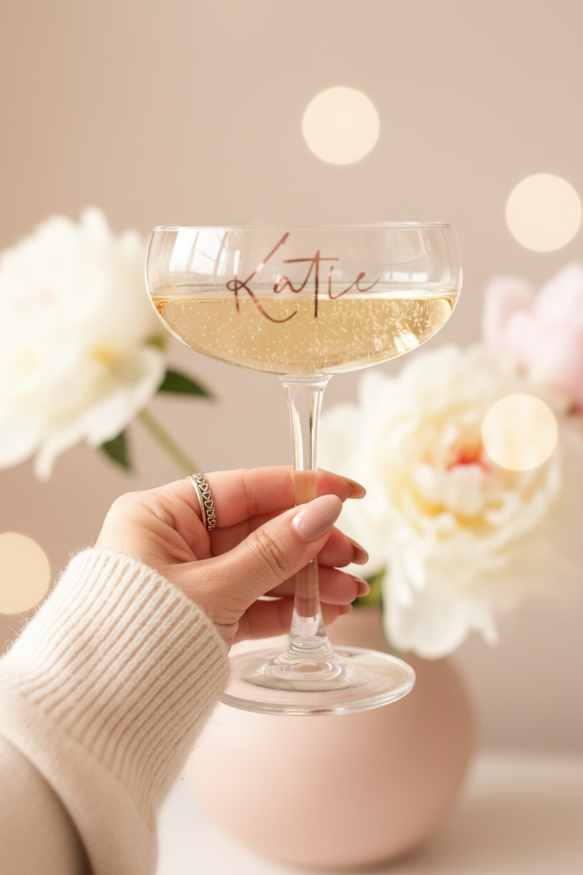 Personalised Champagne Coupe | Custom name martini glass