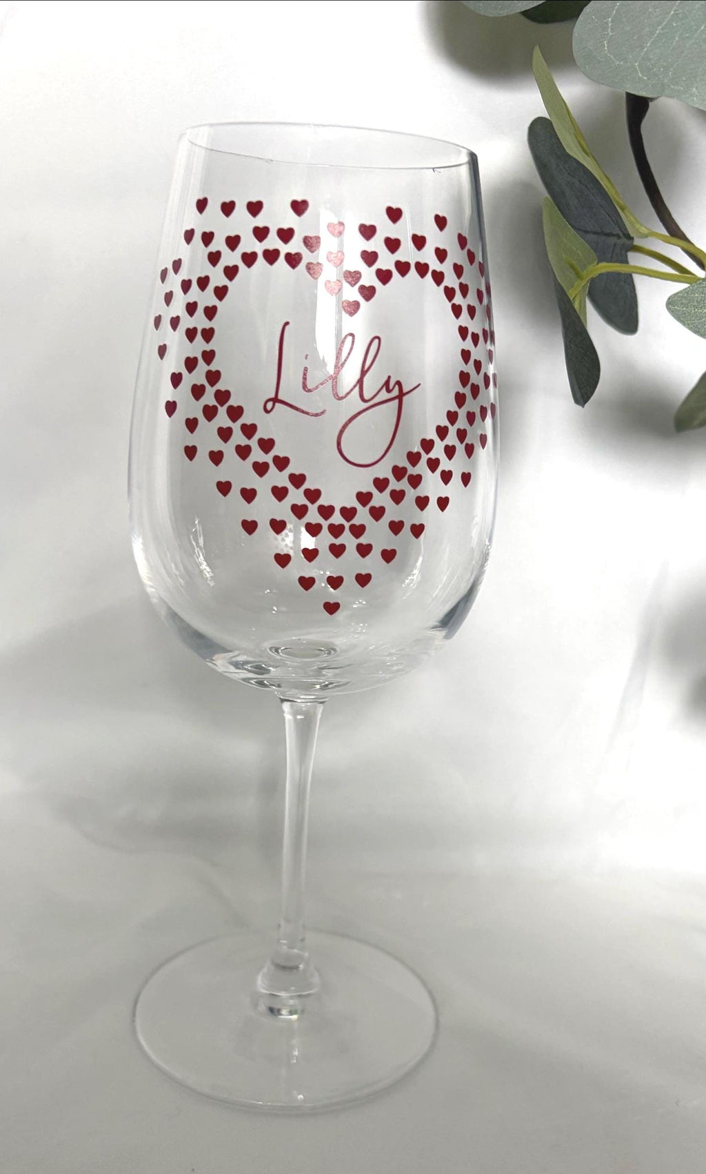 Personalised Heart Wine Glass