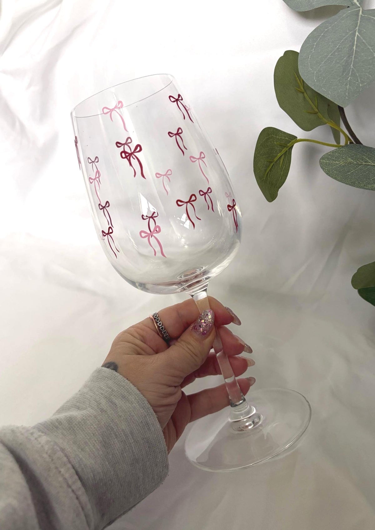 Personalised Bow Wine Glass
