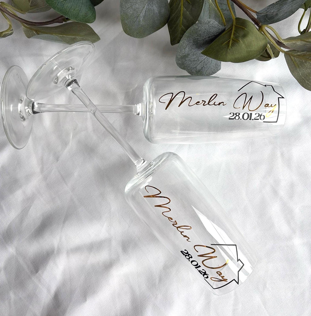 Personalised New / First Home Champagne Glass Set: Home Gift Box
