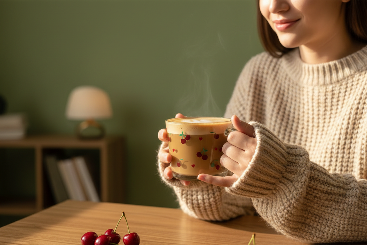 Cherry Mug — Lifestyle with Person