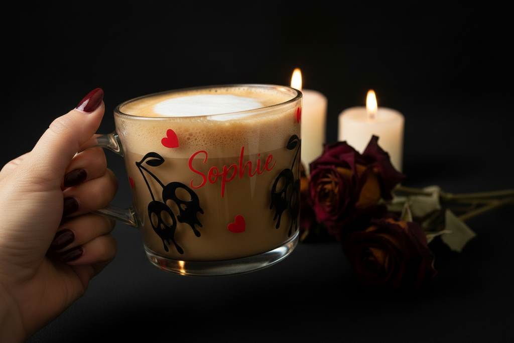 Cherry Skull Mug — Lifestyle, Light Drink