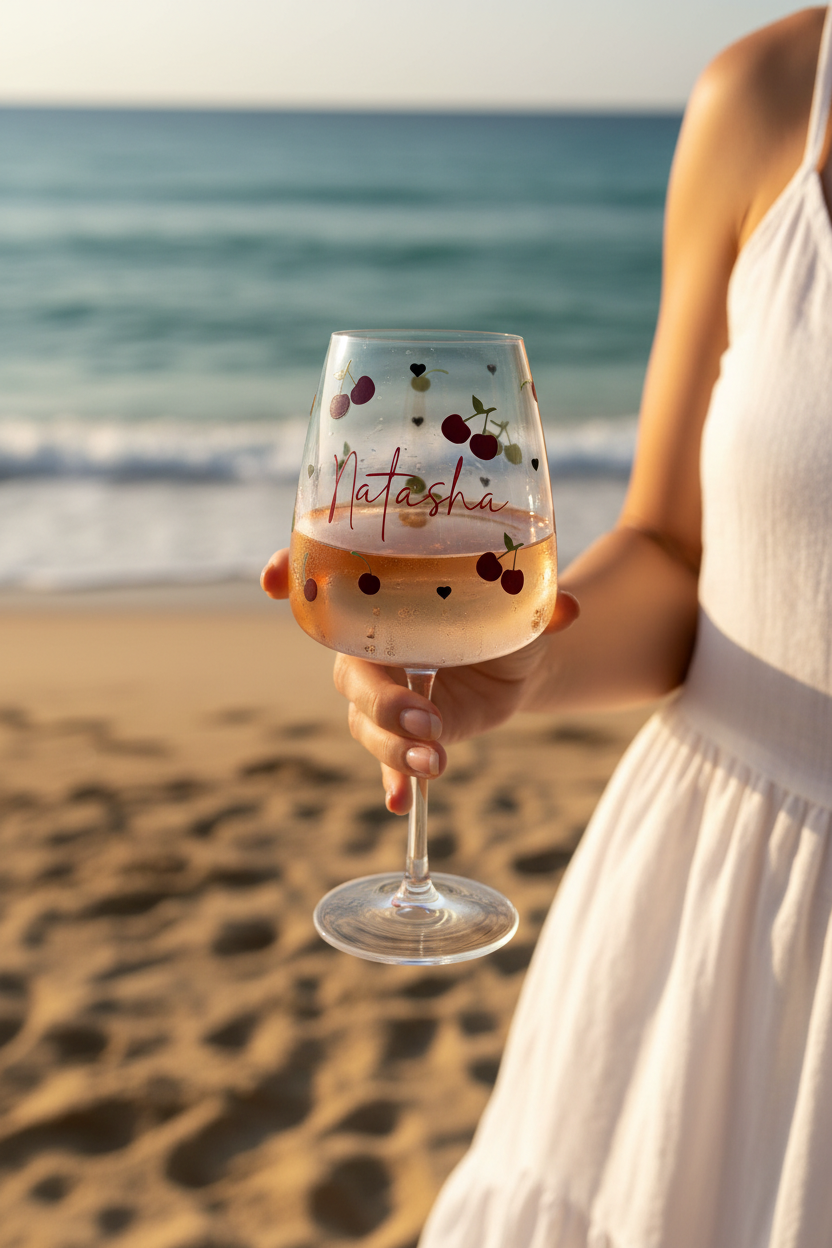 Cherry Wine Glass - Beach