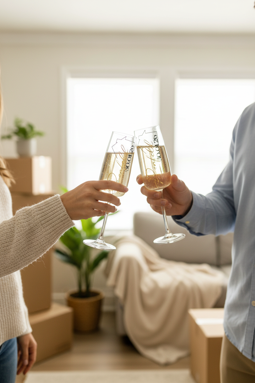 Couple Toasting in New Home
