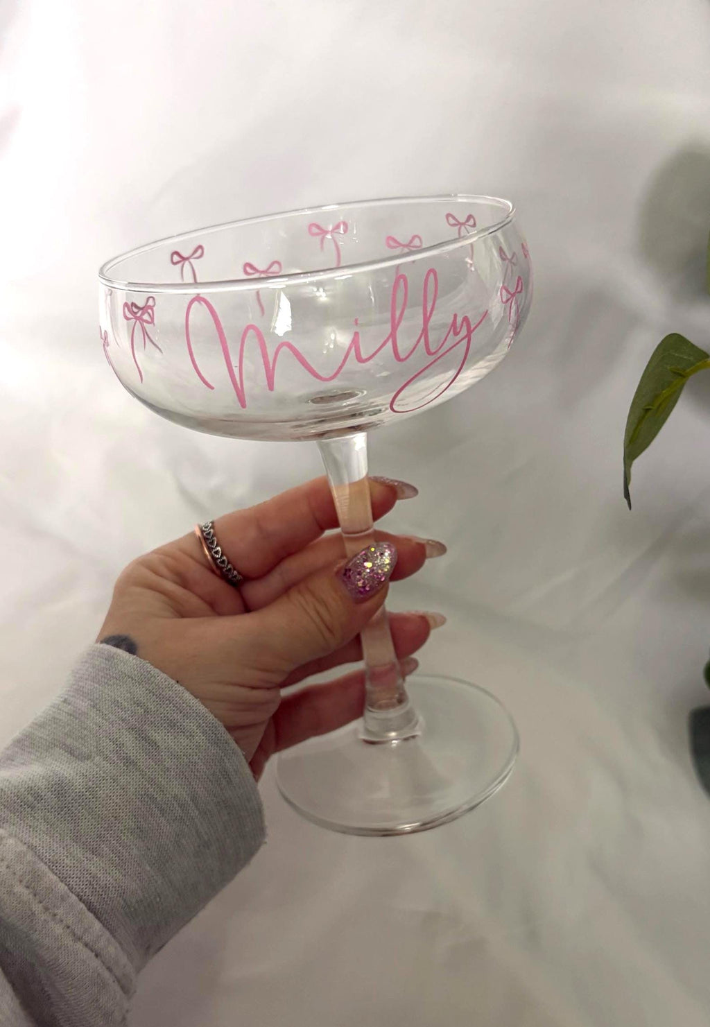 Personalised Bow Martini Glass