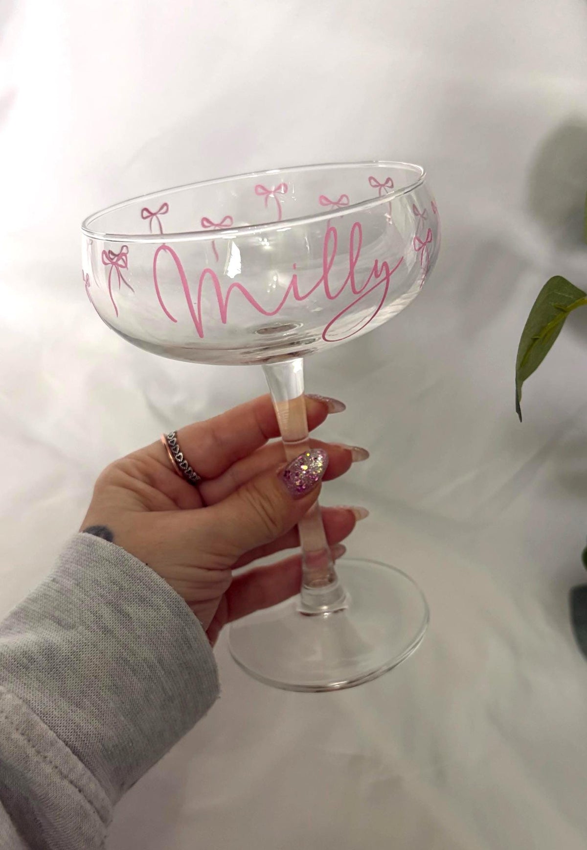 Personalised Bow Martini Glass