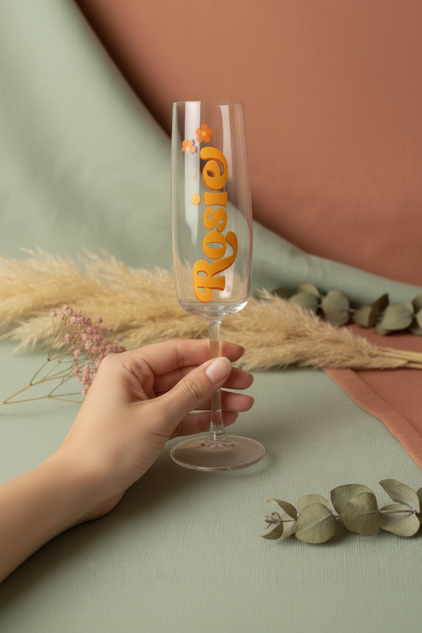 Personalised Retro Prosecco / Champagne Glass