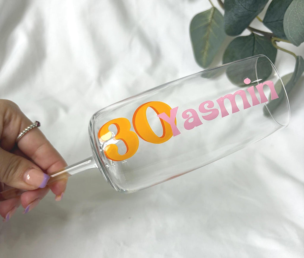 Personalised Retro Birthday Prosecco / Champagne Glass
