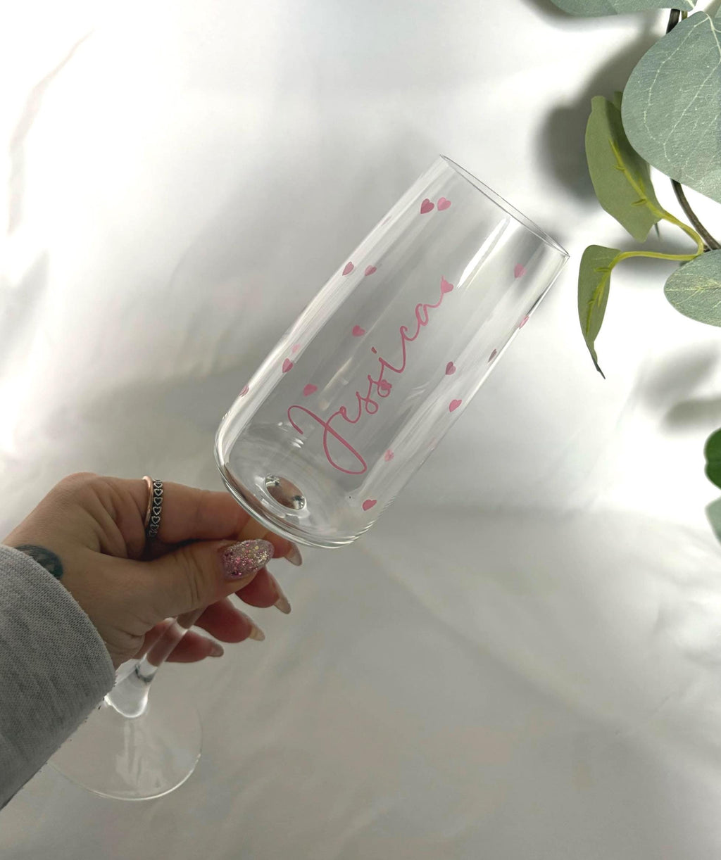 Personalised Heart Prosecco Glass / Champagne Glass