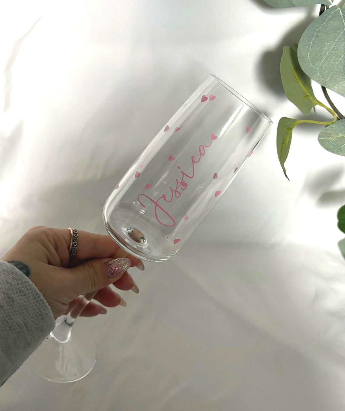 Personalised Heart Prosecco Glass / Champagne Glass