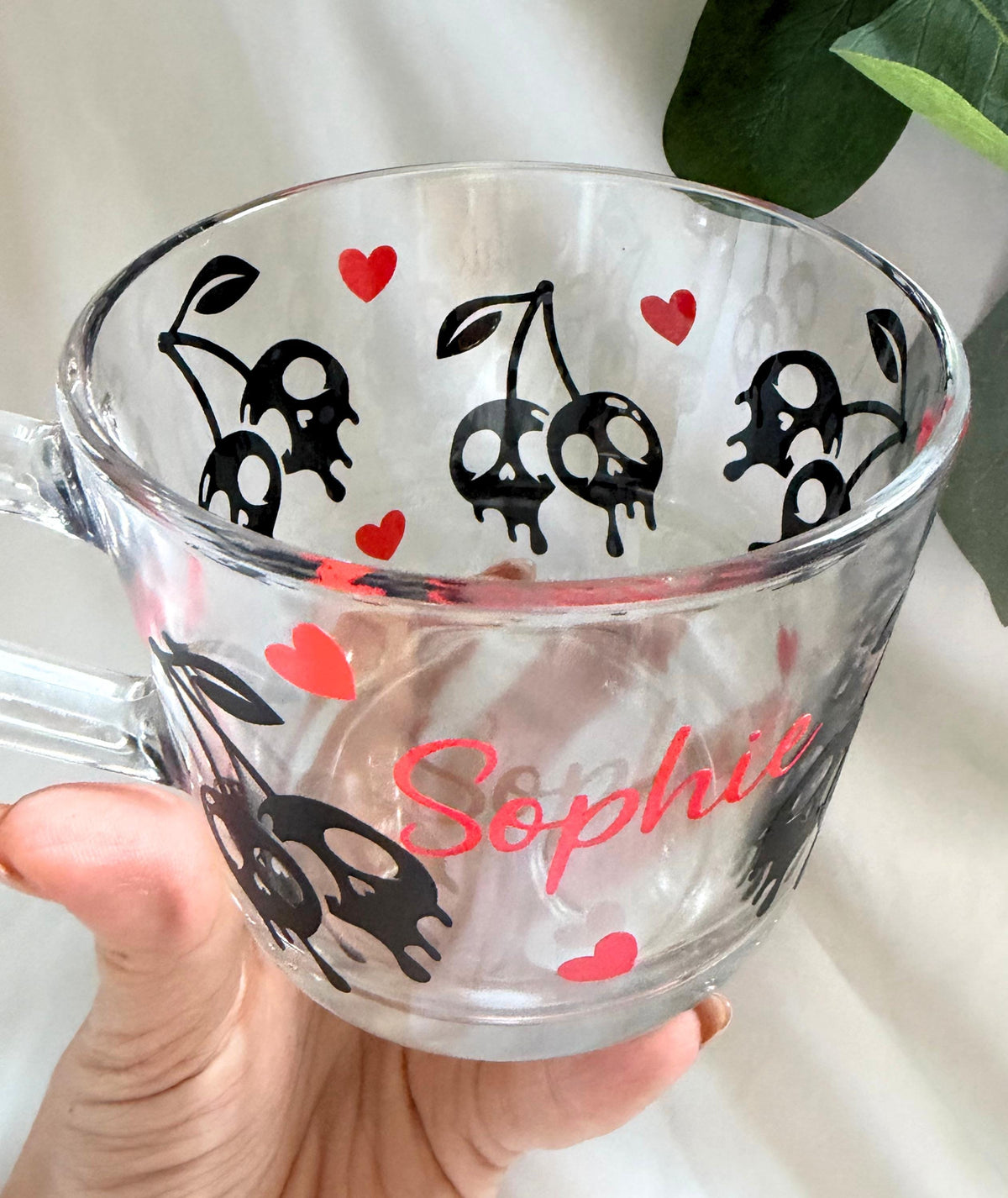 Cherry Skull Glass Mug
