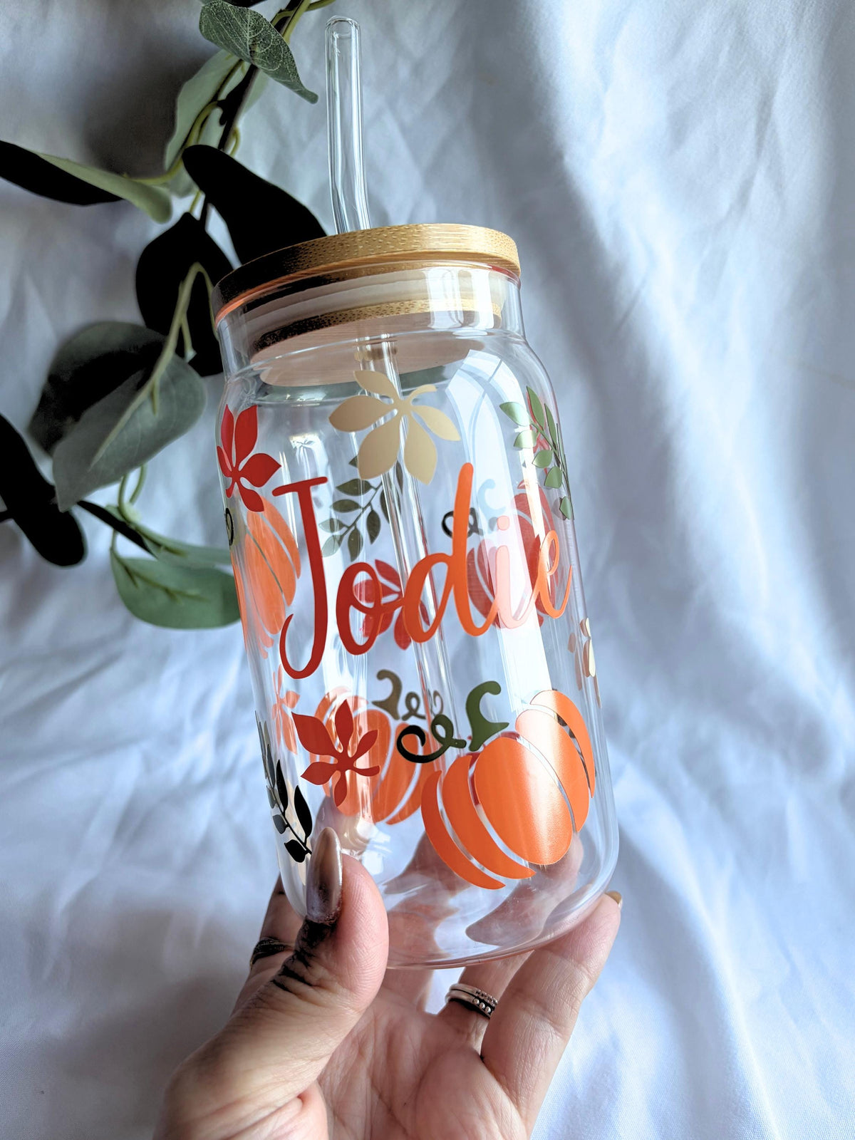 Pumpkin Autumn / Fall Tumbler and Straw