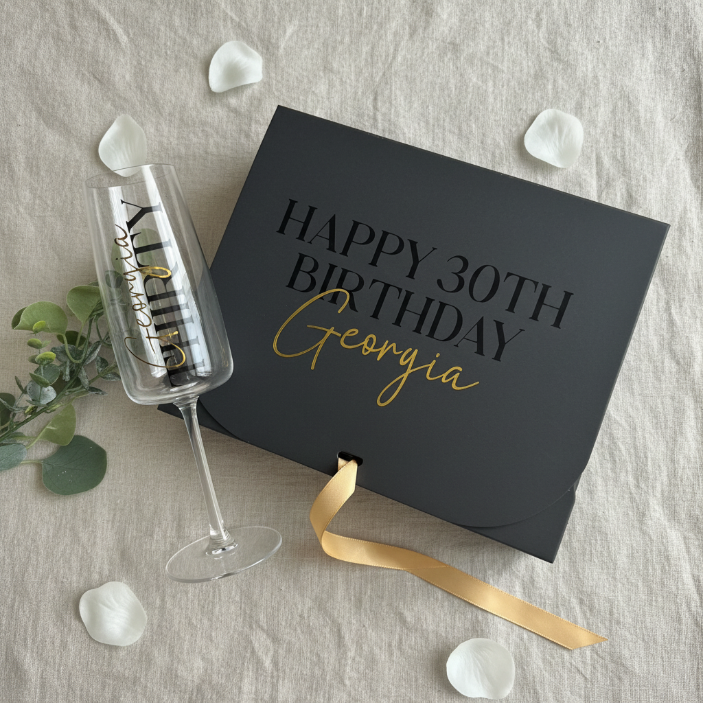 Flat Lay - Milestone Birthday Champagne Flute