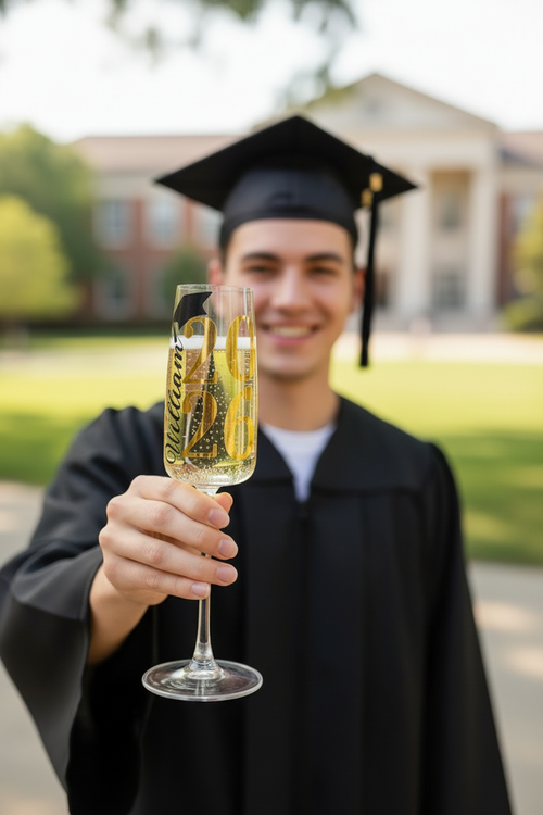 Graduation Champagne Flute — Male Graduate