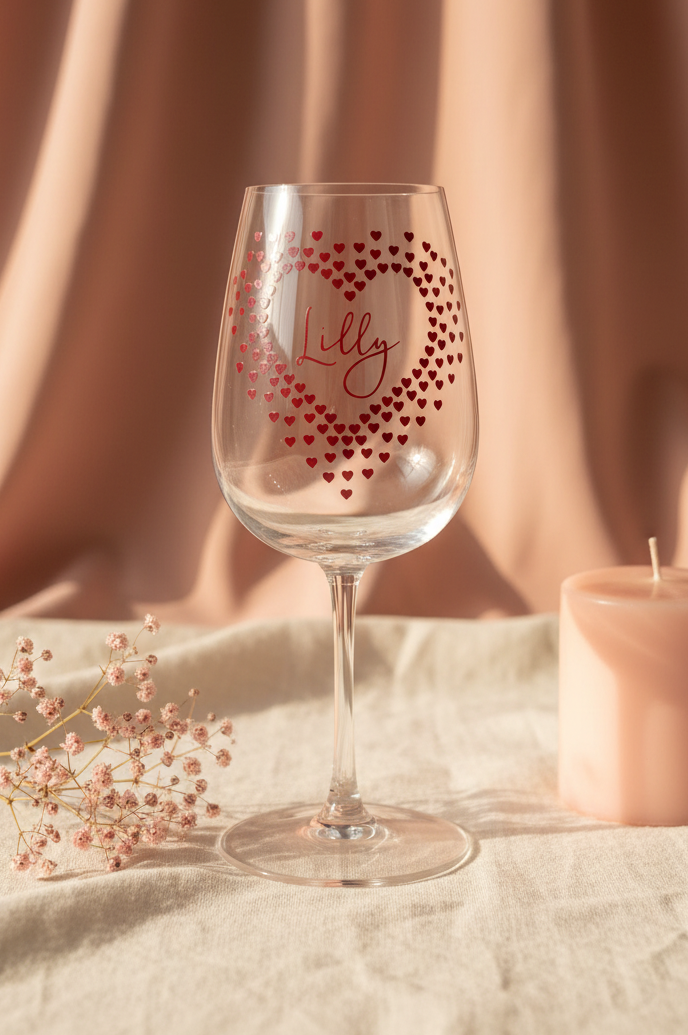 Lilly Heart Wine Glass - Cream Flat Lay