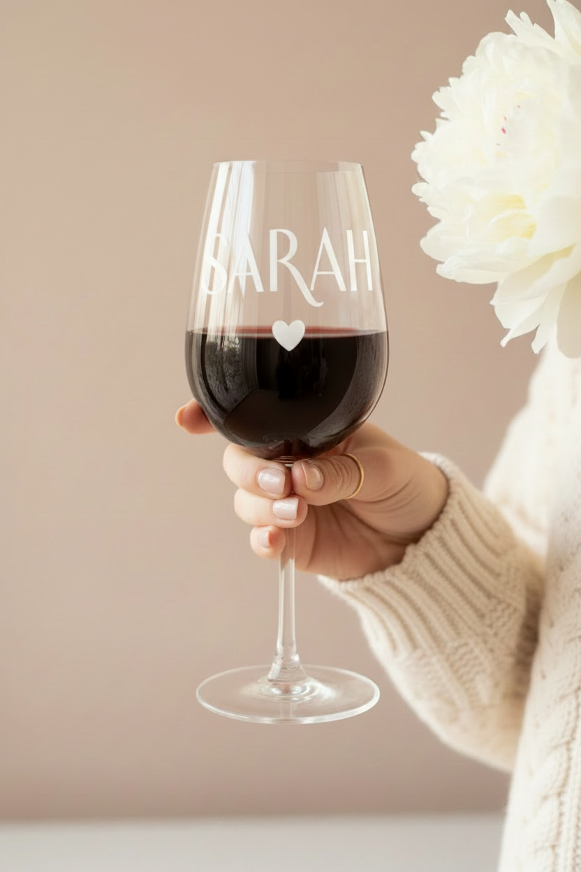 Name & Heart Wine Glass — Brighter Writing, Lifestyle