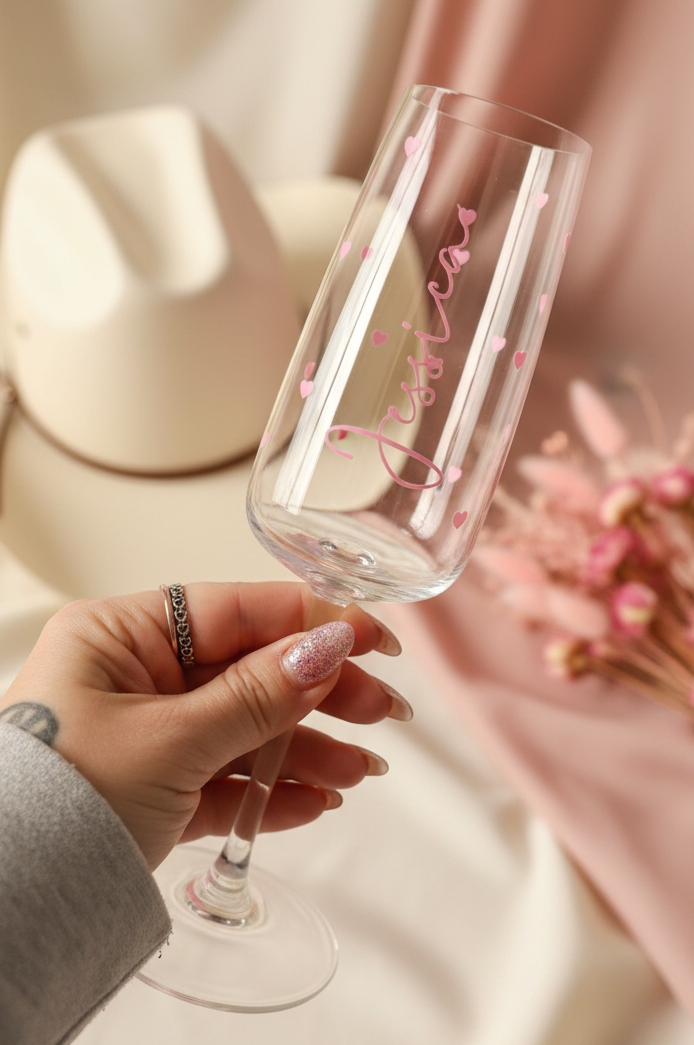 Personalised Glass - Soft Cream & Pink Cowboy Theme