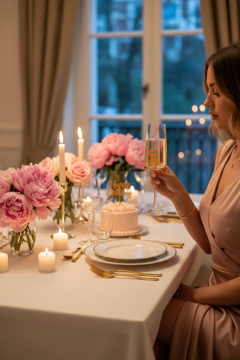 Retro Birthday Prosecco Glass - One Person Dinner