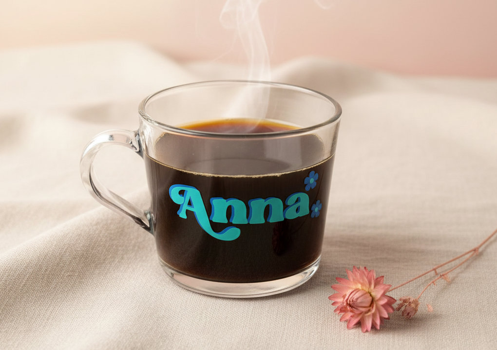 Retro Name Mug — Flat Lay