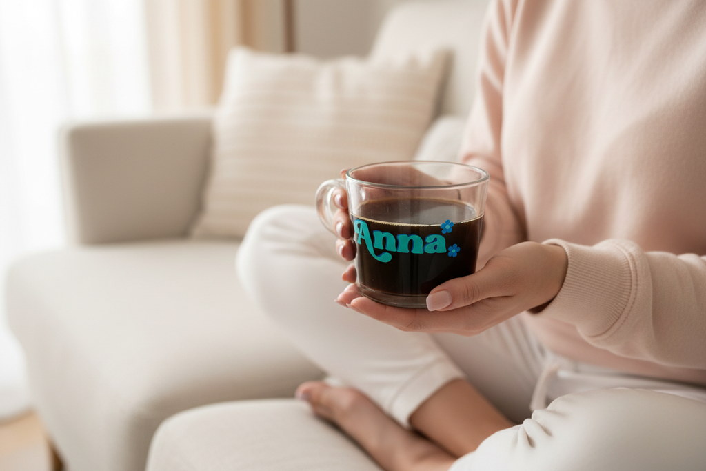 Retro Name Mug — Sofa Lifestyle